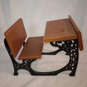 American Girl Sized Vintage Play Wooden and Cast Iron School Desk